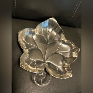 This item is a vintage WMF Ikora silver-plated grape leaf dish.